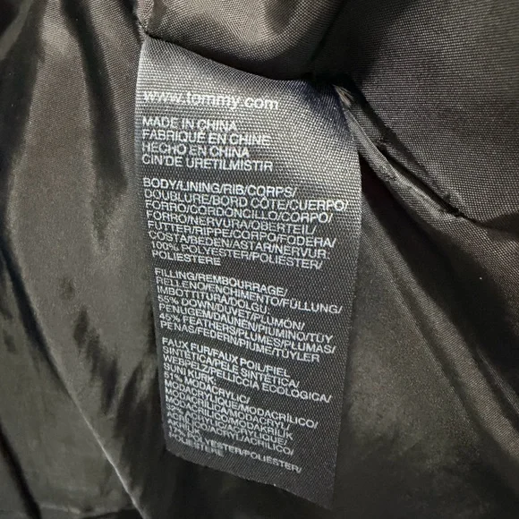 Tommy Hilfiger Women XXL Black Down Feathers Winter Puffer Jacket Faux Fur Hood - Picture 15 of 16